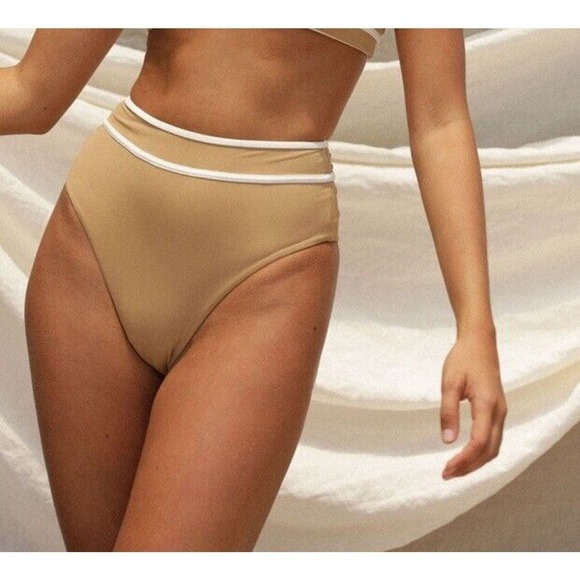 Free People Stone Fox Swim XS Juniper High Waist Bikini Bottom Tannin Brown Surf - Picture 1 of 14